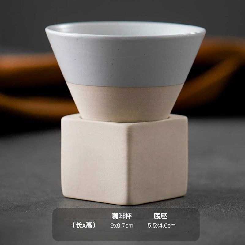 Mug à café en céramique triangulaire rétro, style japonais, fait main