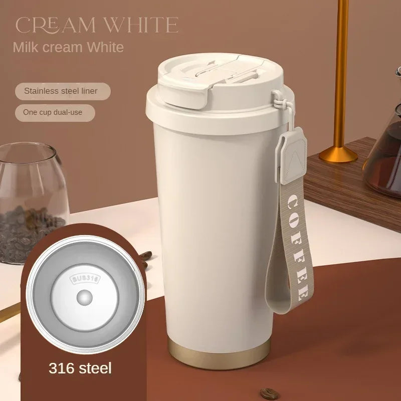 Tasse à café isotherme élégante en céramique, acier inoxydable à double paroi sous vide