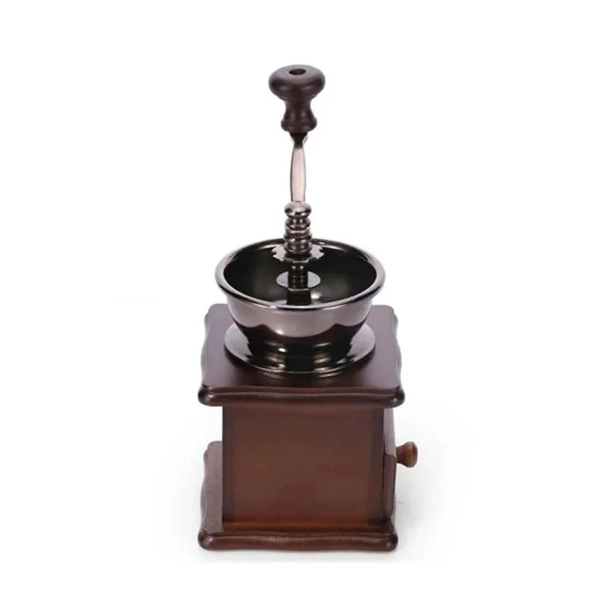 Moulin à café manuel en bois avec poignée en acier inoxydable de style rétro pour épices et grains